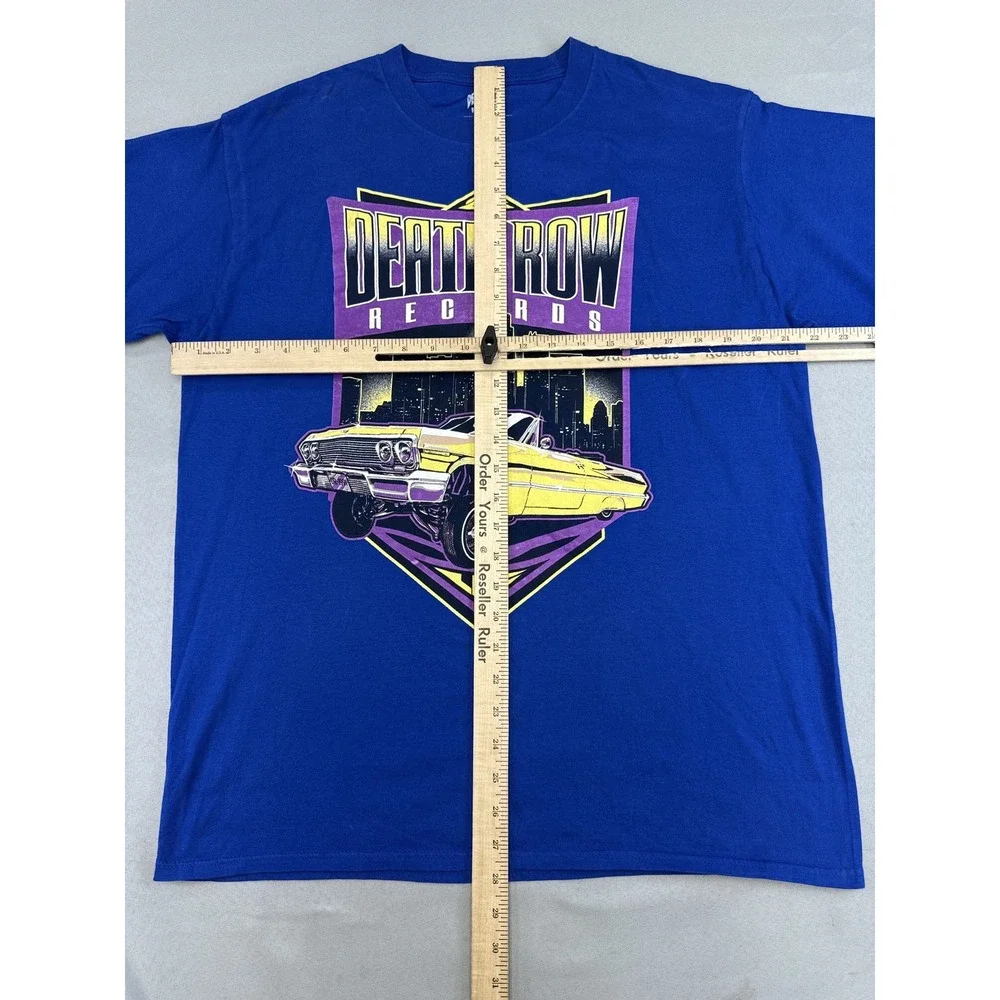 Death Row Records Graphic Tee Music Short Sleeve Crewneck L/G Blue 100% Cotton